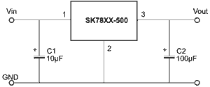 Типовая схема включения DC-DC преобразователей серии SK78XX-500